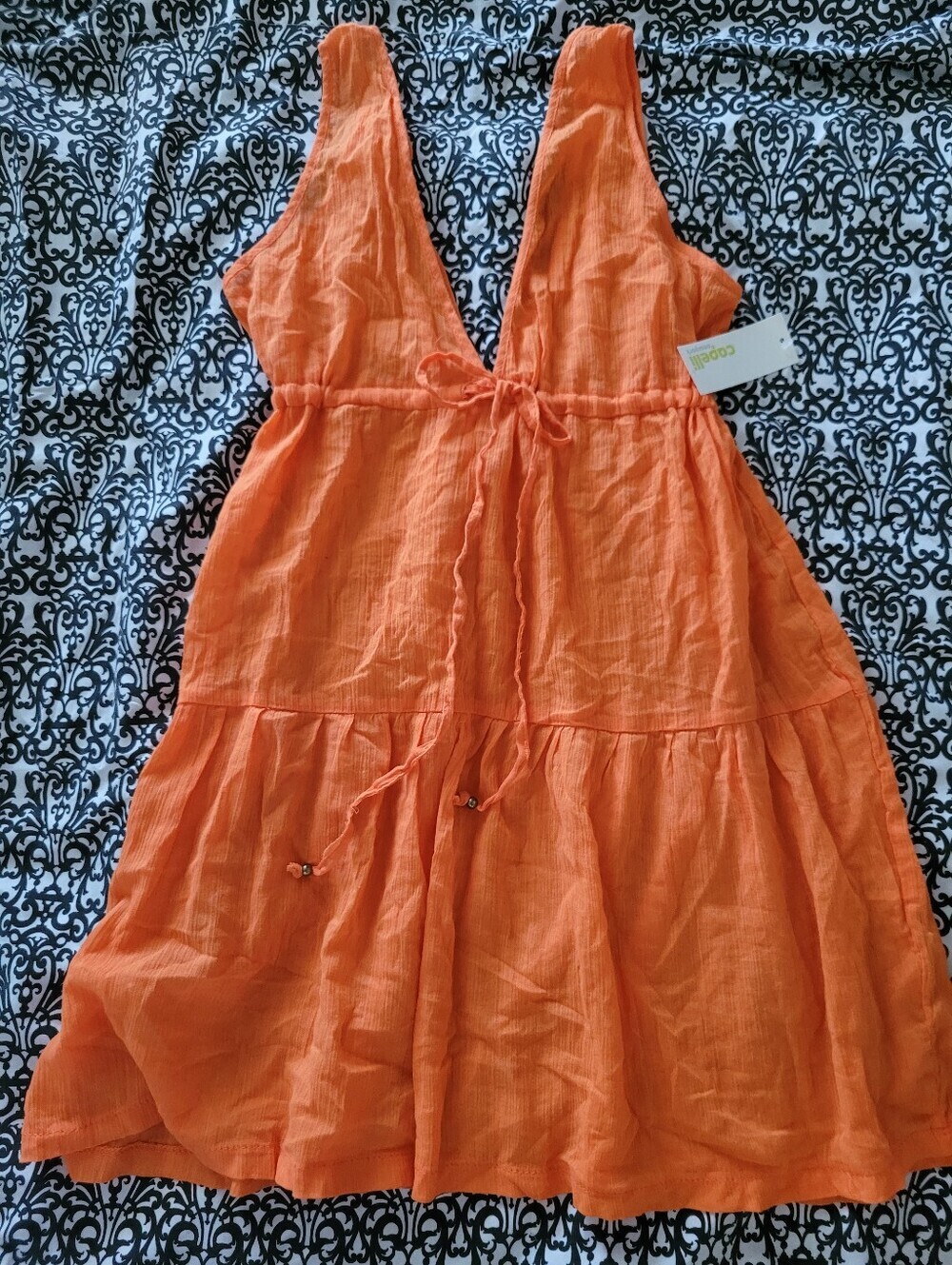 Capelli of New York Orange V-Neck Swim Coverup
